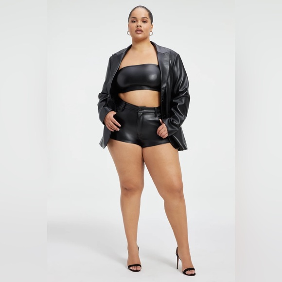 Good American Faux Leather Micro Shorts - Picture 1 of 7